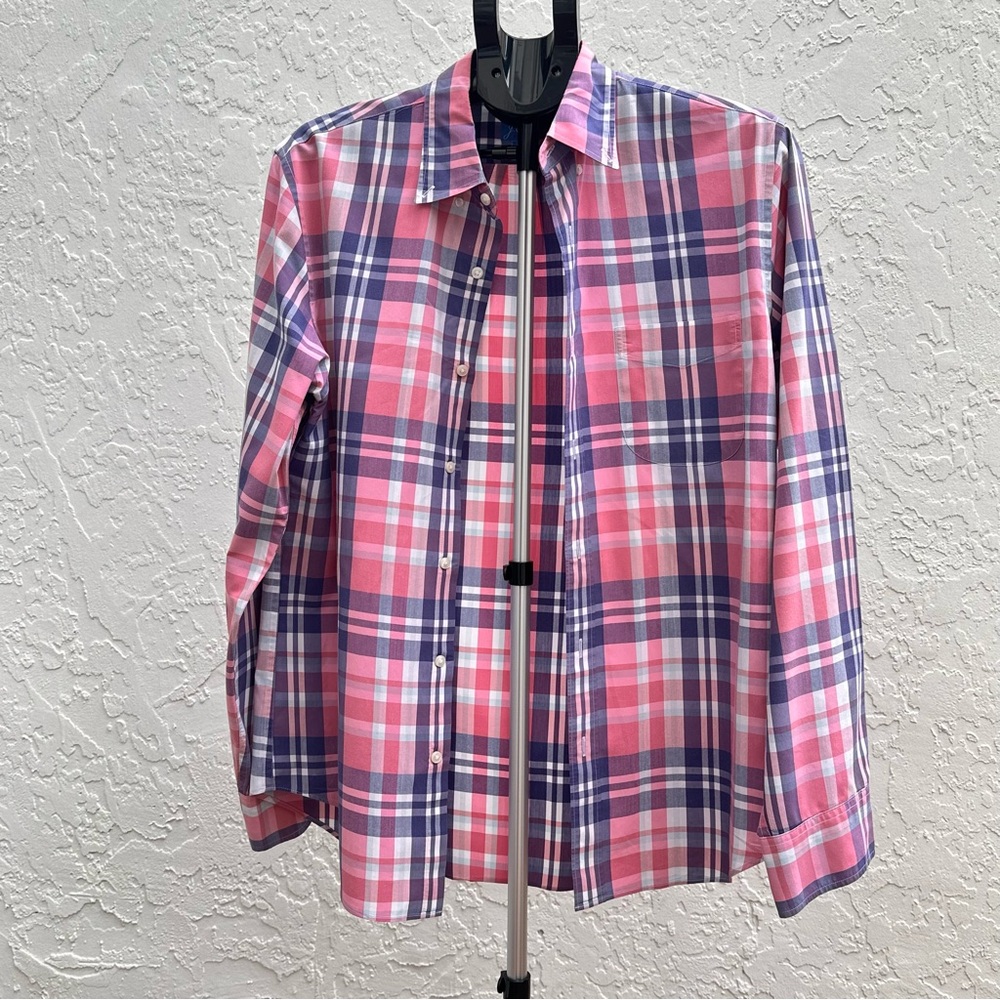J. Crew Pink and Purple Plaid Men's Shirt
